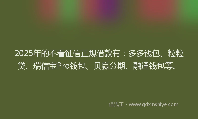 2025年的不看征信正规借款有：多多钱包、粒粒贷、瑞信宝Pro钱包、贝赢分期、融通钱包等。