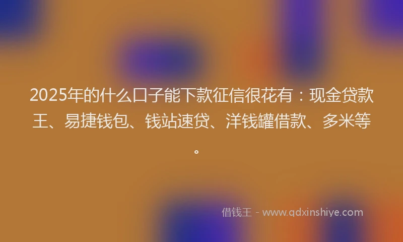 2025年的什么口子能下款征信很花有：现金贷款王、易捷钱包、钱站速贷、洋钱罐借款、多米等。