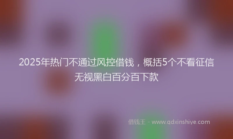 2025年热门不通过风控借钱，概括5个不看征信无视黑白百分百下款