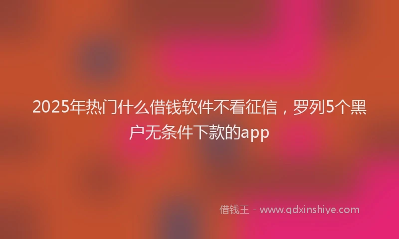 2025年热门什么借钱软件不看征信，罗列5个黑户无条件下款的app