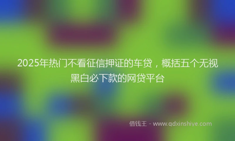 2025年热门不看征信押证的车贷，概括五个无视黑白必下款的网贷平台
