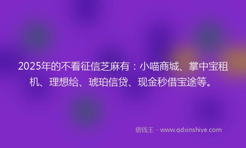 2025年的不看征信芝麻有：小喵商城、掌中宝租机、理想给、琥珀信贷、现金秒借宝途等。