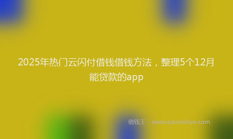 2025年热门云闪付借钱借钱方法，整理5个12月能贷款的app