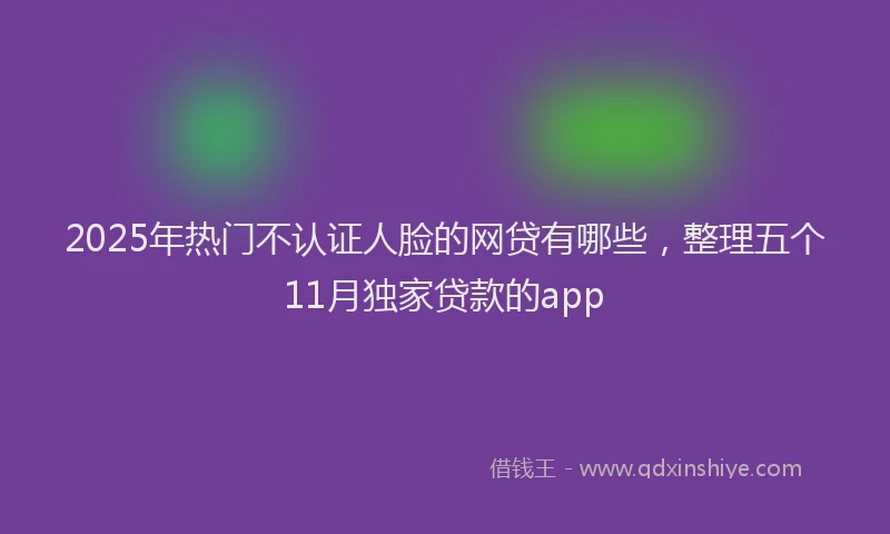 2025年热门不认证人脸的网贷有哪些，整理五个11月独家贷款的app