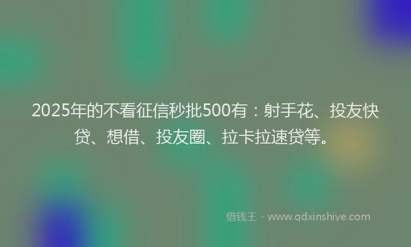 2025年的不看征信秒批500有：射手花、投友快贷、想借、投友圈、拉卡拉速贷等。