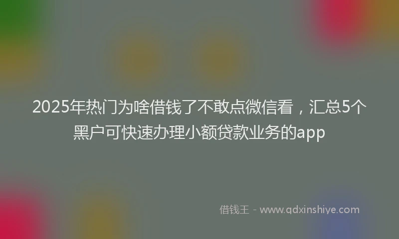 2025年热门为啥借钱了不敢点微信看，汇总5个黑户可快速办理小额贷款业务的app