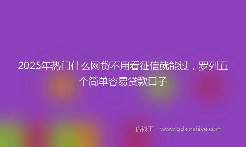 2025年热门什么网贷不用看征信就能过，罗列五个简单容易贷款口子