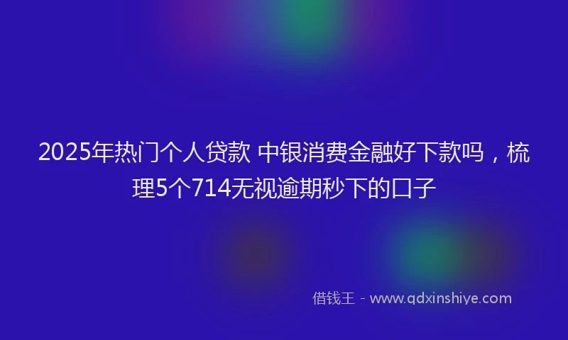 2025年热门个人贷款 中银消费金融好下款吗，梳理5个714无视逾期秒下的口子