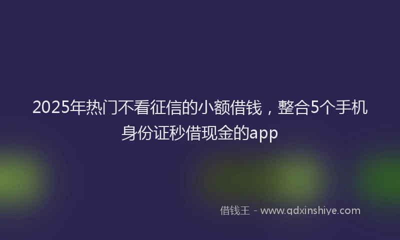 2025年热门不看征信的小额借钱，整合5个手机身份证秒借现金的app