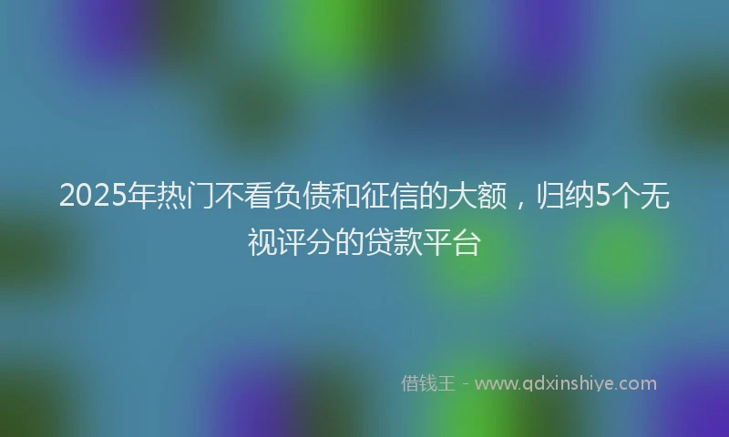 2025年热门不看负债和征信的大额，归纳5个无视评分的贷款平台