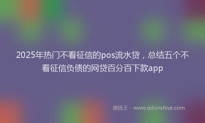 2025年热门不看征信的pos流水贷，总结五个不看征信负债的网贷百分百下款app