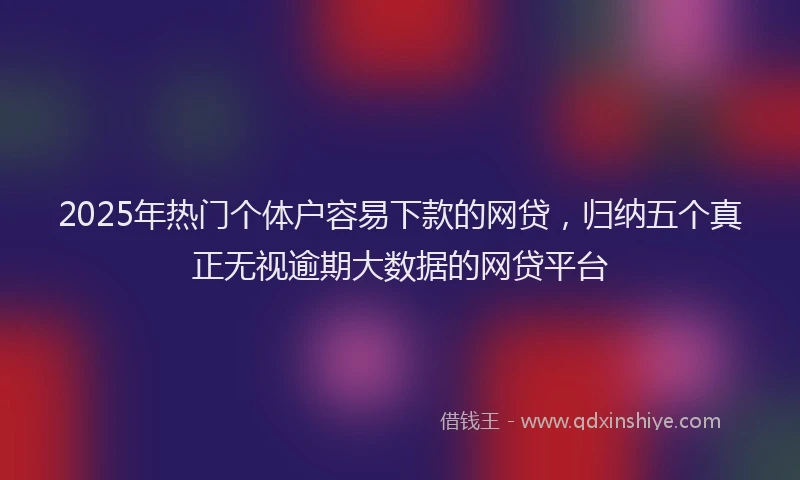 2025年热门个体户容易下款的网贷，归纳五个真正无视逾期大数据的网贷平台