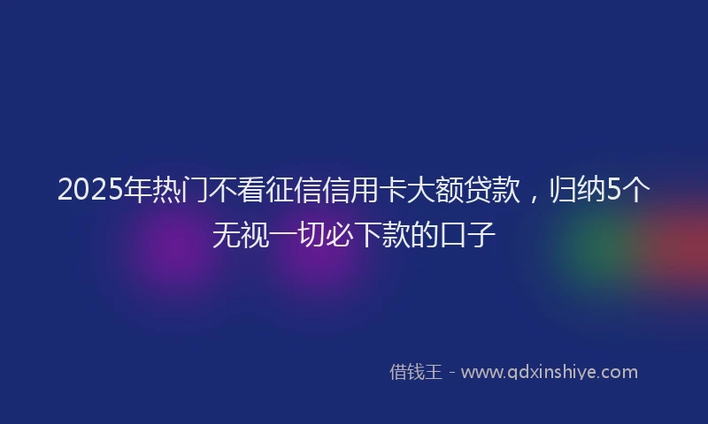 2025年热门不看征信信用卡大额贷款，归纳5个无视一切必下款的口子