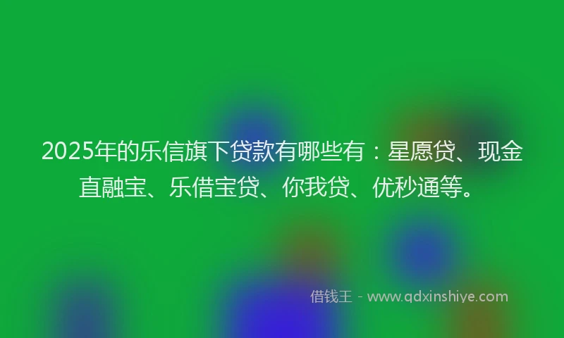 2025年的乐信旗下贷款有哪些有：星愿贷、现金直融宝、乐借宝贷、你我贷、优秒通等。