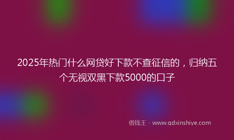 2025年热门什么网贷好下款不查征信的，归纳五个无视双黑下款5000的口子