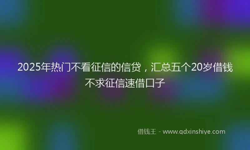 2025年热门不看征信的信贷，汇总五个20岁借钱不求征信速借口子