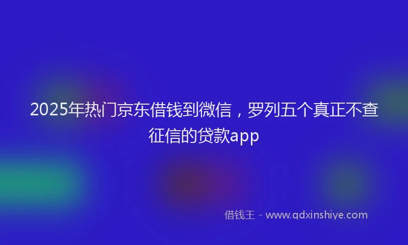 2025年热门京东借钱到微信，罗列五个真正不查征信的贷款app