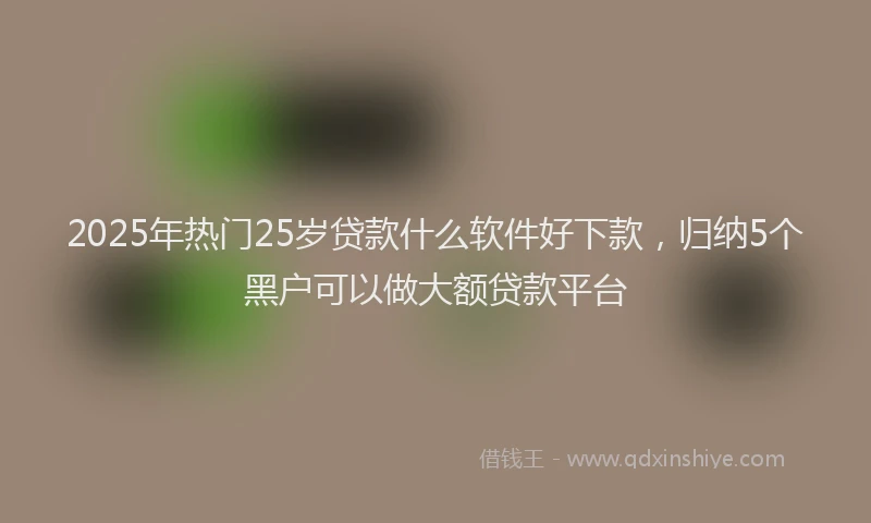 2025年热门25岁贷款什么软件好下款，归纳5个黑户可以做大额贷款平台