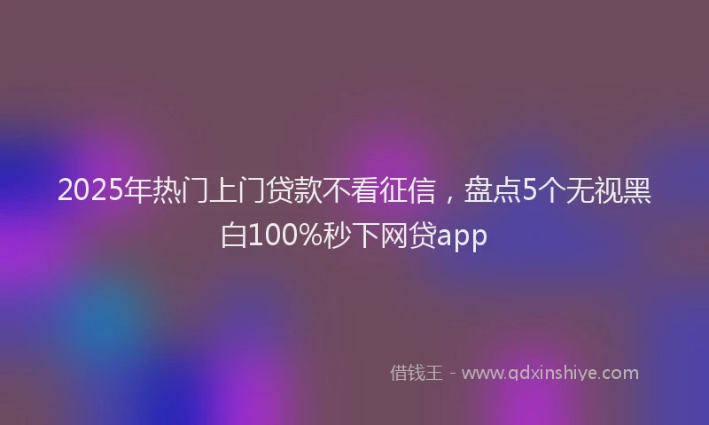 2025年热门上门贷款不看征信，盘点5个无视黑白100%秒下网贷app
