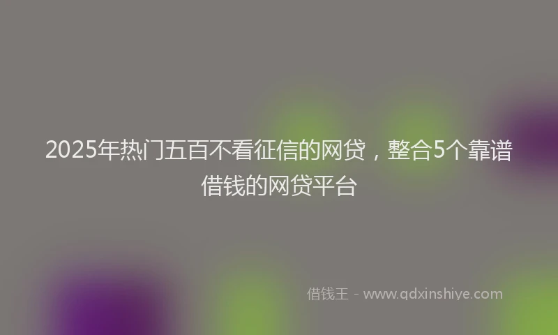 2025年热门五百不看征信的网贷，整合5个靠谱借钱的网贷平台