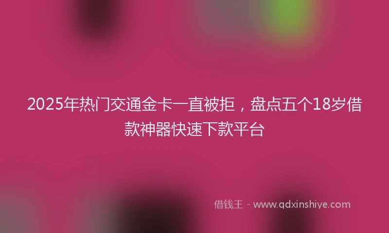 2025年热门交通金卡一直被拒，盘点五个18岁借款神器快速下款平台