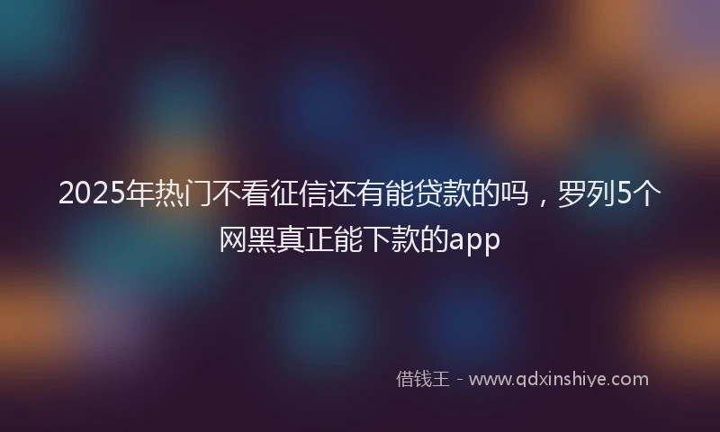 2025年热门不看征信还有能贷款的吗，罗列5个网黑真正能下款的app
