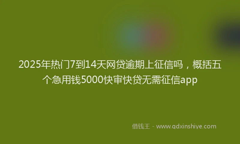2025年热门7到14天网贷逾期上征信吗，概括五个急用钱5000快审快贷无需征信app