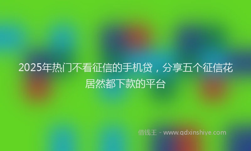 2025年热门不看征信的手机贷，分享五个征信花居然都下款的平台