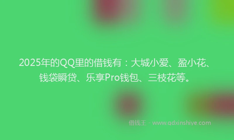 2025年的QQ里的借钱有：大城小爱、盈小花、钱袋瞬贷、乐享Pro钱包、三枝花等。