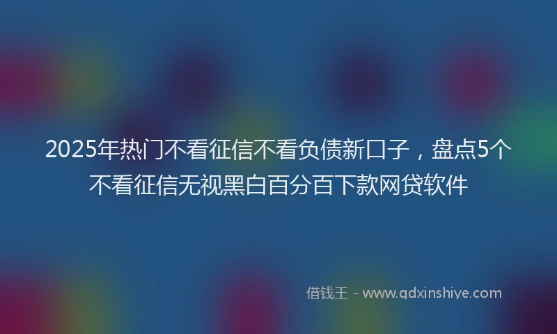 2025年热门不看征信不看负债新口子，盘点5个不看征信无视黑白百分百下款网贷软件