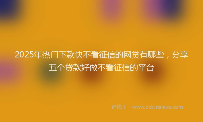 2025年热门下款快不看征信的网贷有哪些，分享五个贷款好做不看征信的平台
