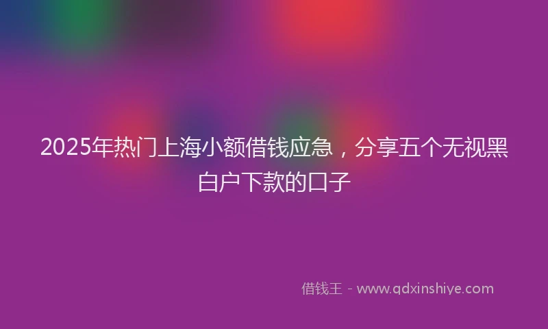 2025年热门上海小额借钱应急，分享五个无视黑白户下款的口子