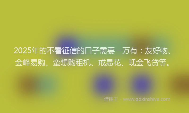 2025年的不看征信的口子需要一万有：友好物、金峰易购、蛮想购租机、戒易花、现金飞贷等。