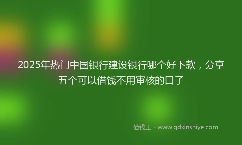 2025年热门中国银行建设银行哪个好下款，分享五个可以借钱不用审核的口子