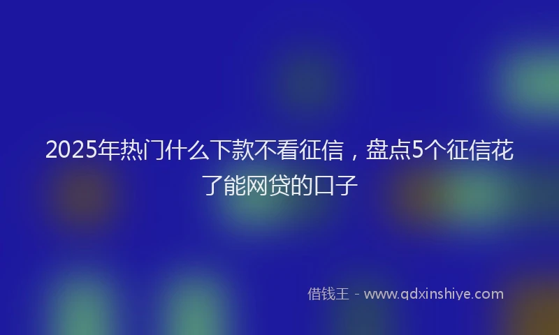 2025年热门什么下款不看征信，盘点5个征信花了能网贷的口子