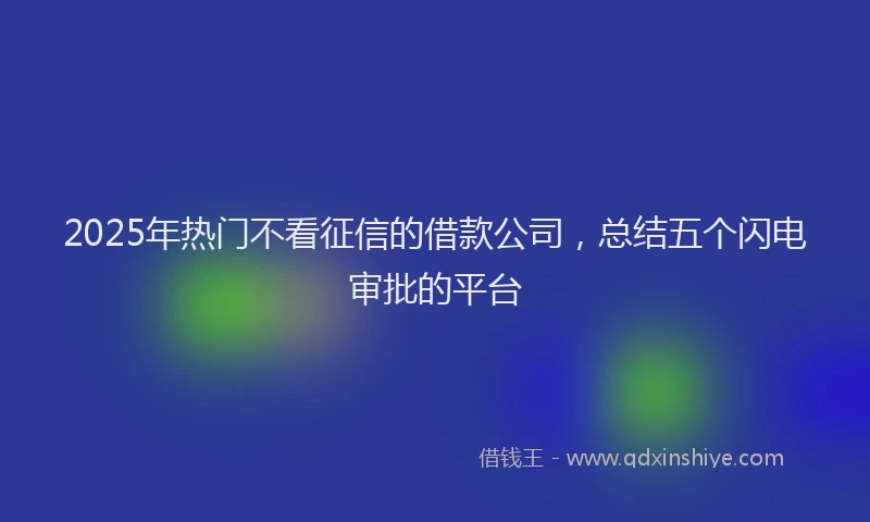 2025年热门不看征信的借款公司，总结五个闪电审批的平台