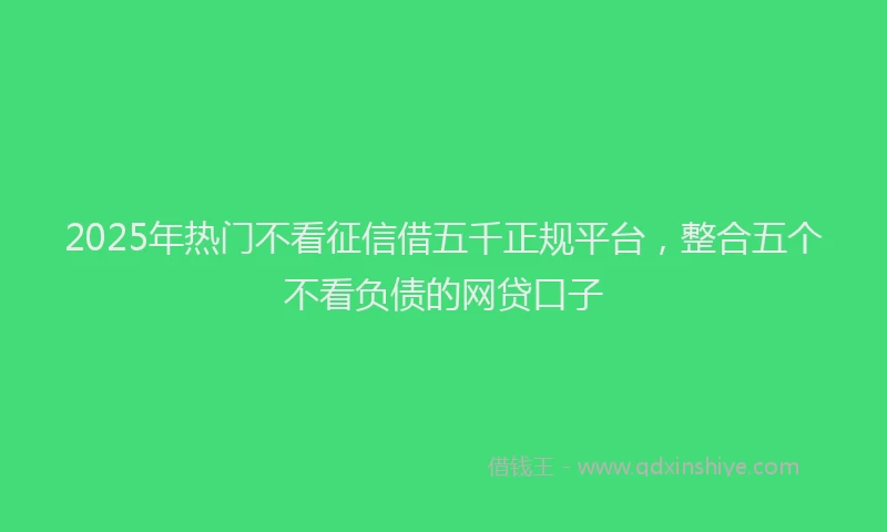 2025年热门不看征信借五千正规平台，整合五个不看负债的网贷口子