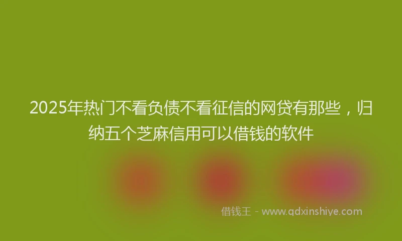 2025年热门不看负债不看征信的网贷有那些，归纳五个芝麻信用可以借钱的软件