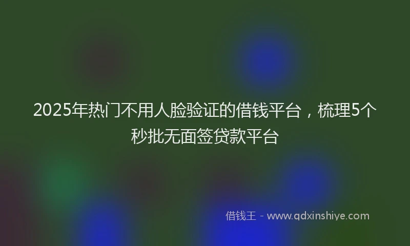 2025年热门不用人脸验证的借钱平台，梳理5个秒批无面签贷款平台