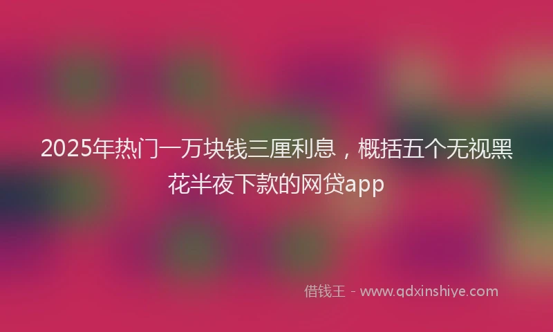 2025年热门一万块钱三厘利息，概括五个无视黑花半夜下款的网贷app