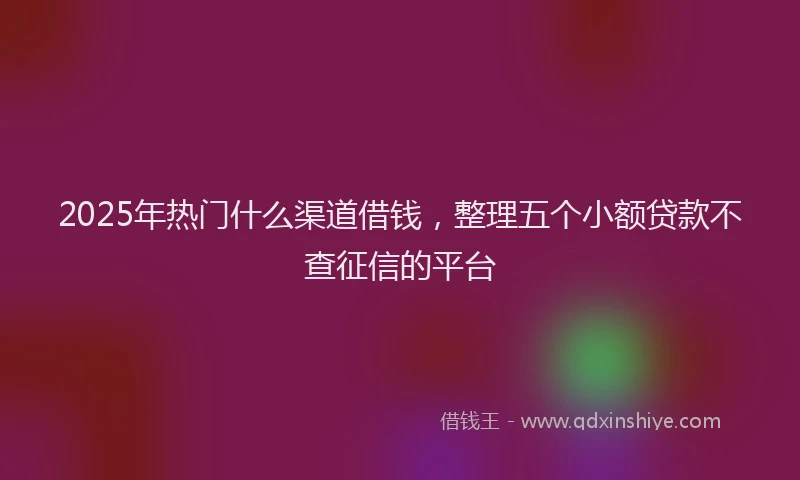 2025年热门什么渠道借钱，整理五个小额贷款不查征信的平台