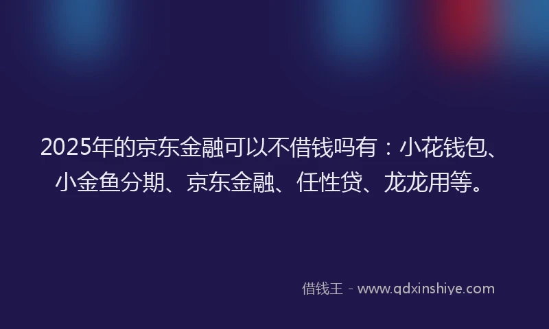 2025年的京东金融可以不借钱吗有：小花钱包、小金鱼分期、京东金融、任性贷、龙龙用等。