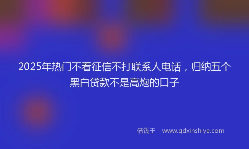 2025年热门不看征信不打联系人电话，归纳五个黑白贷款不是高炮的口子
