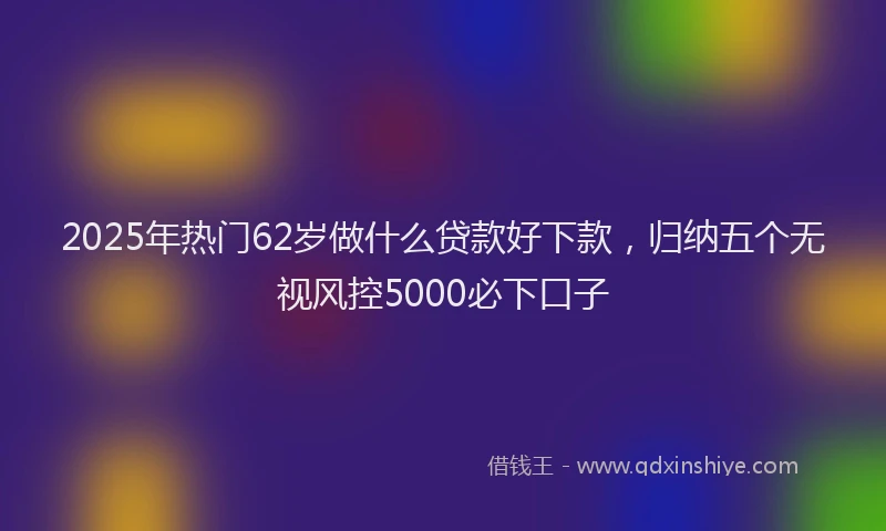 2025年热门62岁做什么贷款好下款，归纳五个无视风控5000必下口子