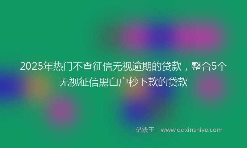 2025年热门不查征信无视逾期的贷款，整合5个无视征信黑白户秒下款的贷款