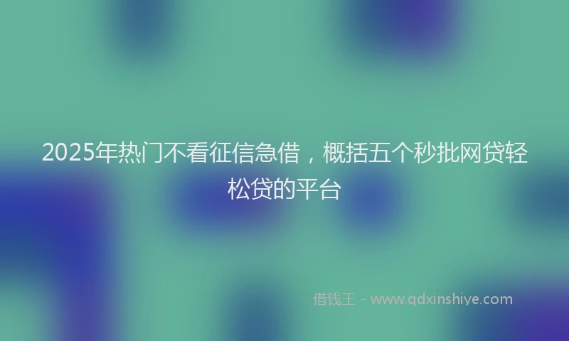 2025年热门不看征信急借，概括五个秒批网贷轻松贷的平台