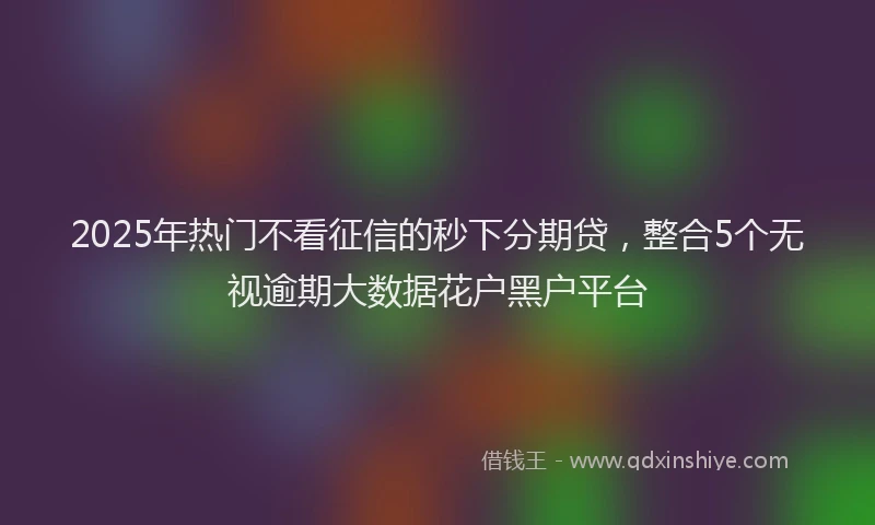 2025年热门不看征信的秒下分期贷，整合5个无视逾期大数据花户黑户平台