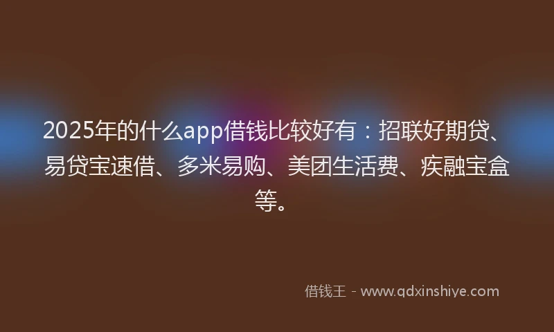 2025年的什么app借钱比较好有：招联好期贷、易贷宝速借、多米易购、美团生活费、疾融宝盒等。