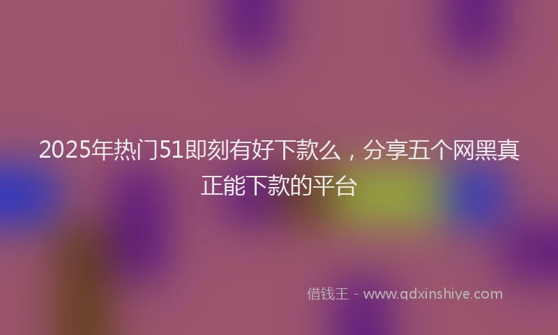 2025年热门51即刻有好下款么，分享五个网黑真正能下款的平台