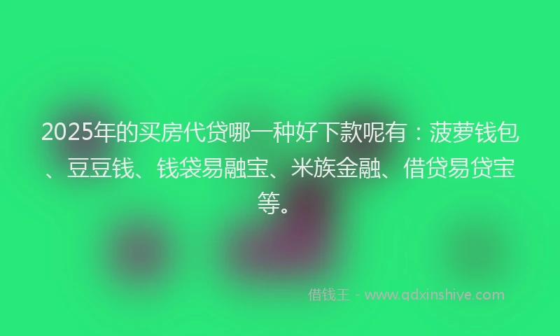 2025年的买房代贷哪一种好下款呢有：菠萝钱包、豆豆钱、钱袋易融宝、米族金融、借贷易贷宝等。